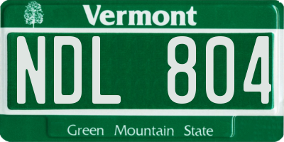 VT license plate NDL804