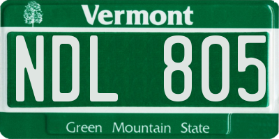 VT license plate NDL805