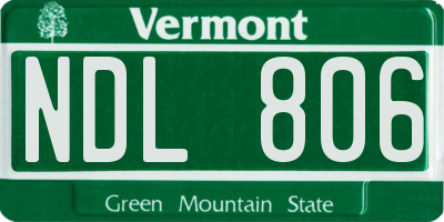 VT license plate NDL806