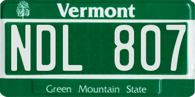 VT license plate NDL807