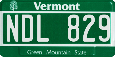 VT license plate NDL829