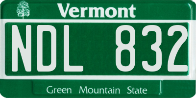 VT license plate NDL832