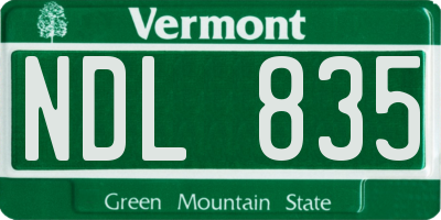 VT license plate NDL835