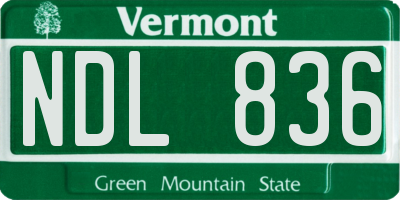VT license plate NDL836