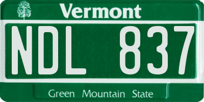 VT license plate NDL837