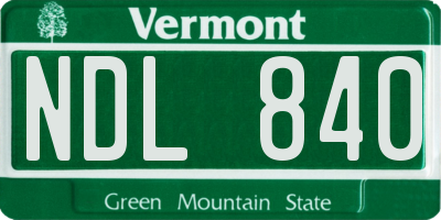 VT license plate NDL840