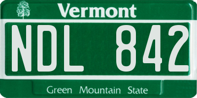 VT license plate NDL842