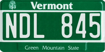 VT license plate NDL845