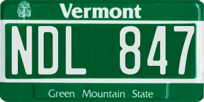 VT license plate NDL847