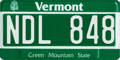 VT license plate NDL848