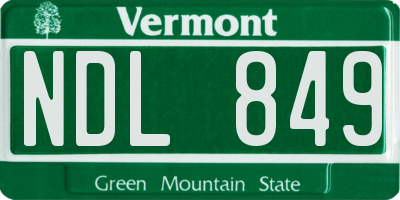 VT license plate NDL849