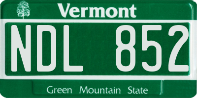 VT license plate NDL852