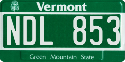 VT license plate NDL853