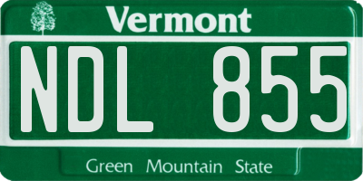 VT license plate NDL855