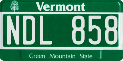 VT license plate NDL858