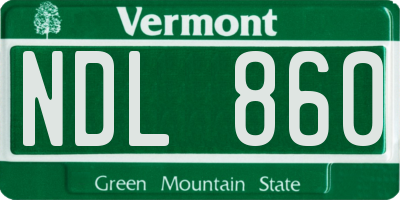 VT license plate NDL860