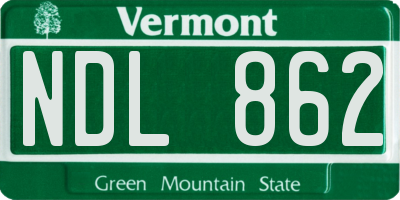 VT license plate NDL862