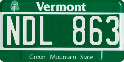 VT license plate NDL863