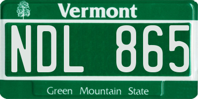 VT license plate NDL865