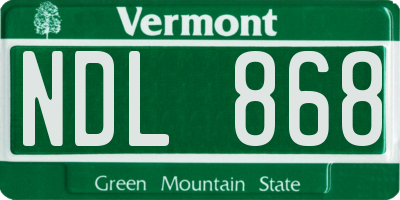 VT license plate NDL868