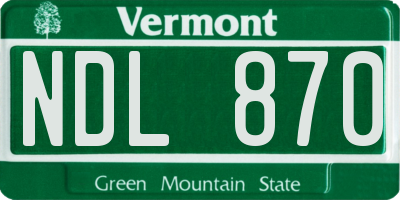 VT license plate NDL870