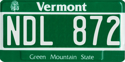 VT license plate NDL872
