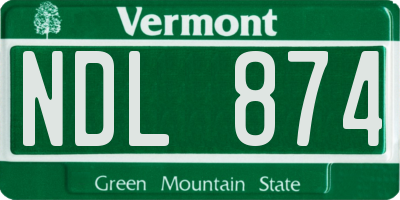 VT license plate NDL874