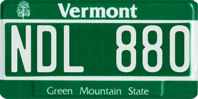 VT license plate NDL880