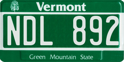 VT license plate NDL892