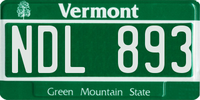 VT license plate NDL893