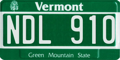 VT license plate NDL910