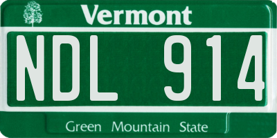 VT license plate NDL914