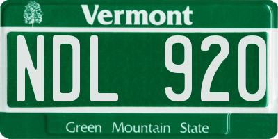 VT license plate NDL920