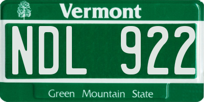VT license plate NDL922