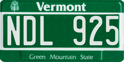 VT license plate NDL925
