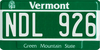 VT license plate NDL926