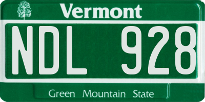 VT license plate NDL928