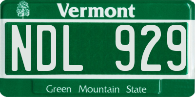 VT license plate NDL929