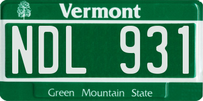 VT license plate NDL931