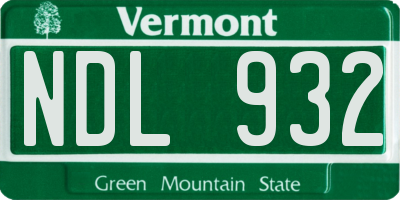 VT license plate NDL932