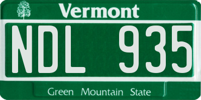 VT license plate NDL935