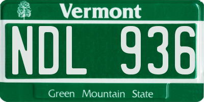 VT license plate NDL936