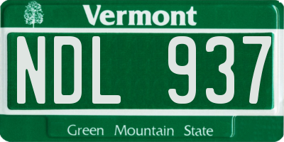 VT license plate NDL937