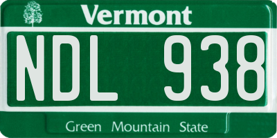 VT license plate NDL938