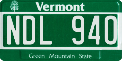 VT license plate NDL940