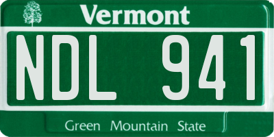VT license plate NDL941