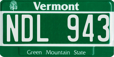 VT license plate NDL943