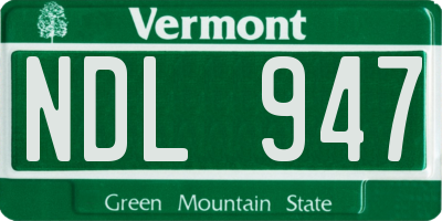 VT license plate NDL947