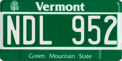 VT license plate NDL952