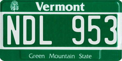 VT license plate NDL953